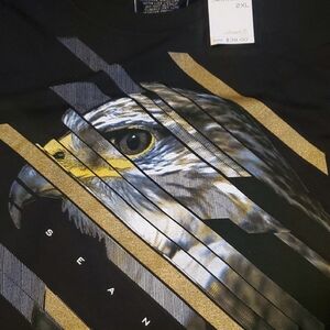 Sean John Black Tee with Gold and Gray Eagle Design